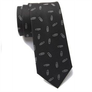 Paperclip Print Necktie Black